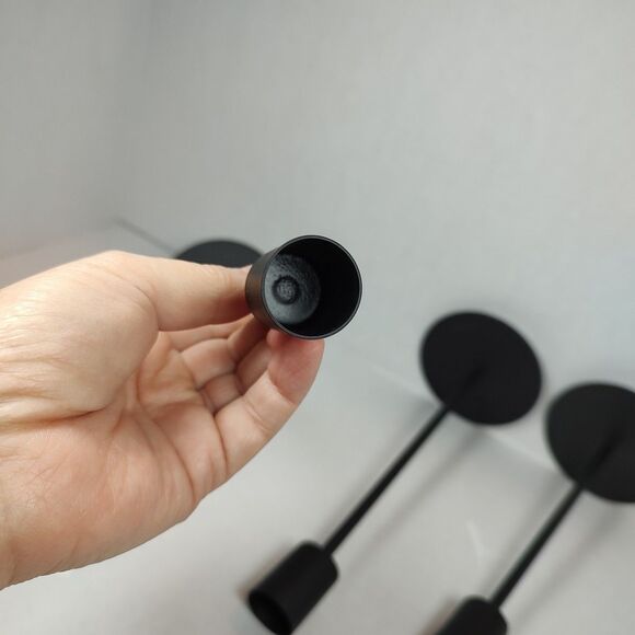 Lot of 3 Black Metal Candlesticks Candle Holders Minimalist Modern Taper Stand - Picture 4 of 12